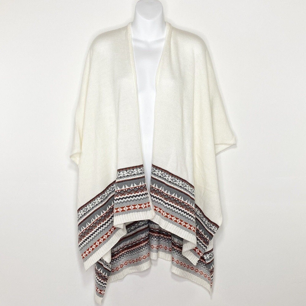 Madison 88 Women's OSFA Open Shawl Scarf Sweater‎ Wrap Nordic Hem Design